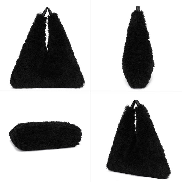 Scarleton Furry Triangular-Shaped Hobo Bag H2149