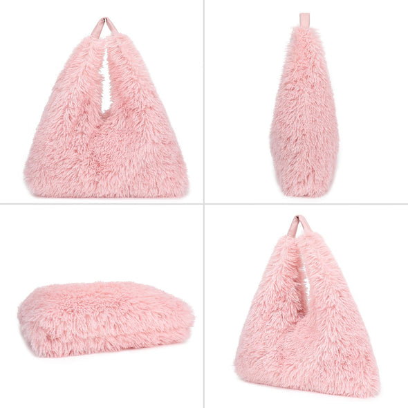 Scarleton Furry Triangular-Shaped Hobo Bag H2149