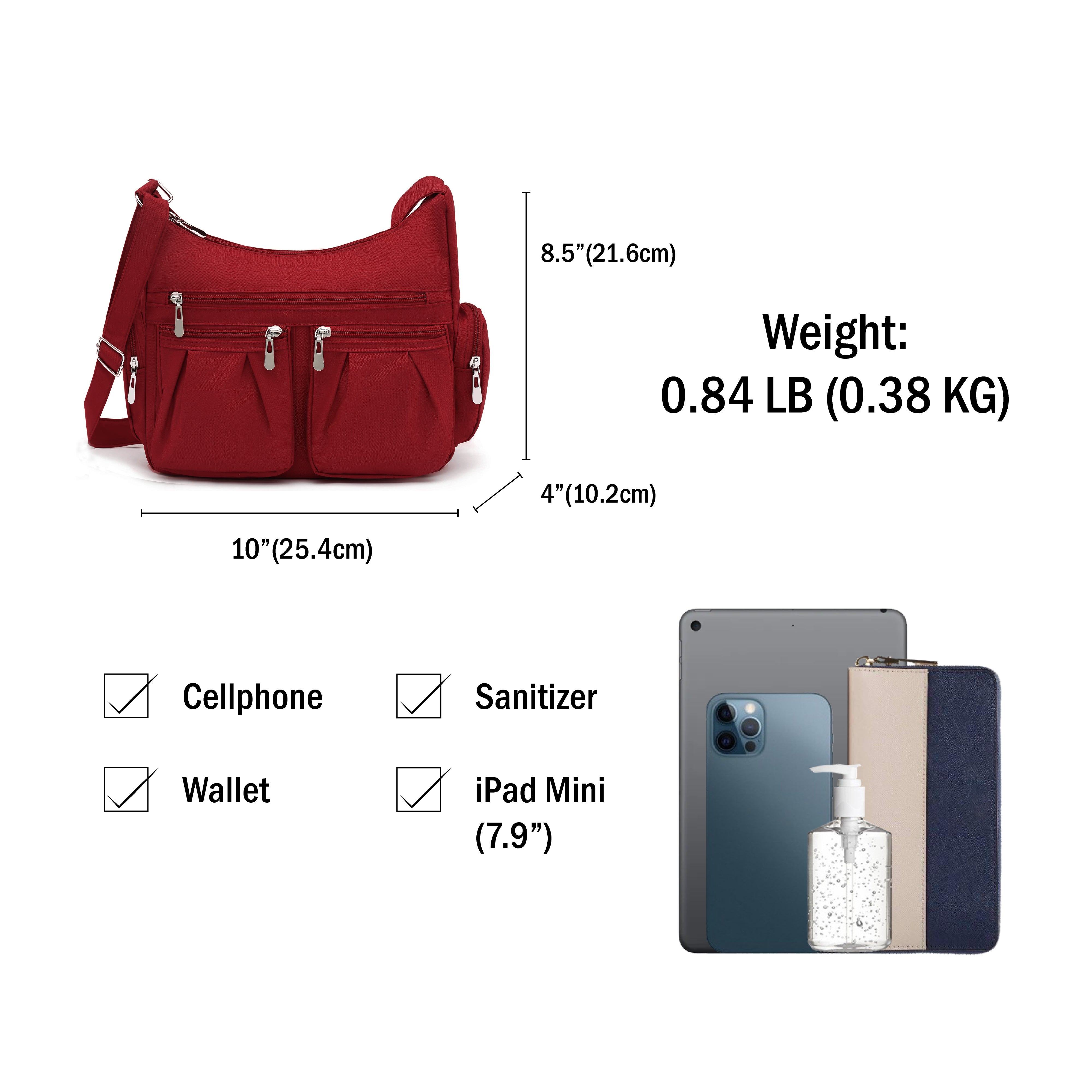 Multi Pocket Shoulder Bag H1407 - Burgundy