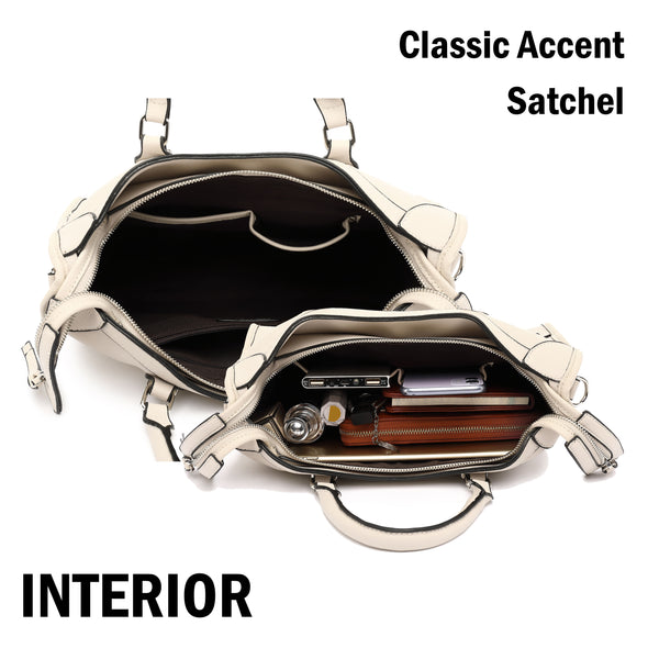 Classic Accent Studded Satchel H2073